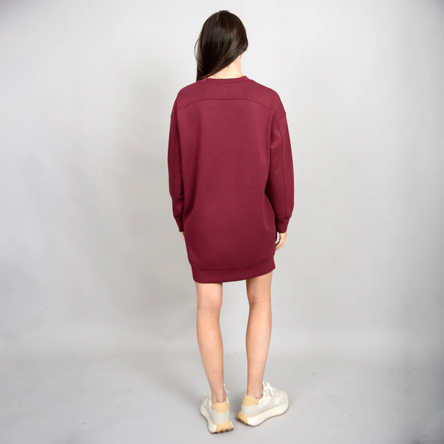 LUCIS SOFT KNIT LONG SLEEVE MINI DRESS - OXBLOOD