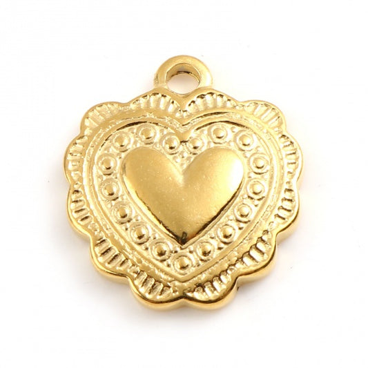 Gold Plated Heart 16mm x 14mm