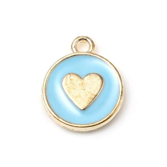 Gold Plated Blue Heart Enamel