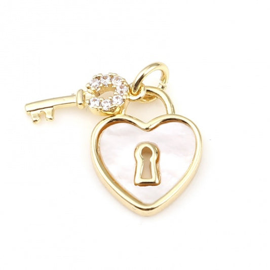 Heart 18K Real Gold Plated White Key Clear Rhinestone