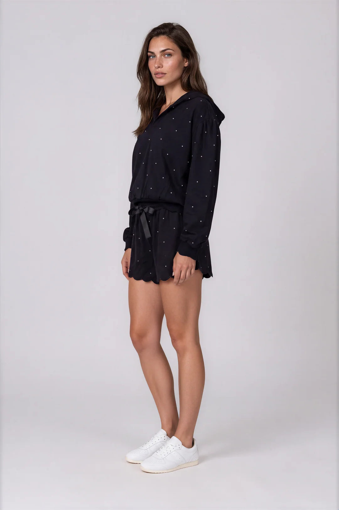 NOEMIE - PRINTED RELAXED LOUNGE SHORTS IN BLACK DOT