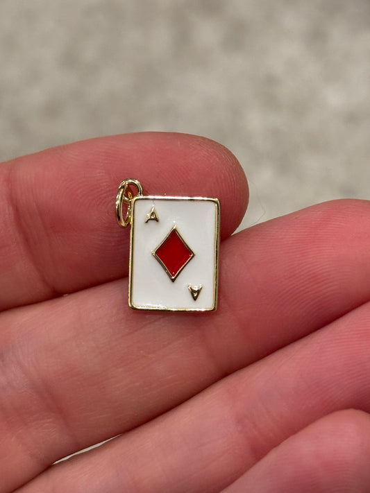 18K Real Gold Plated White & Red Poker Card