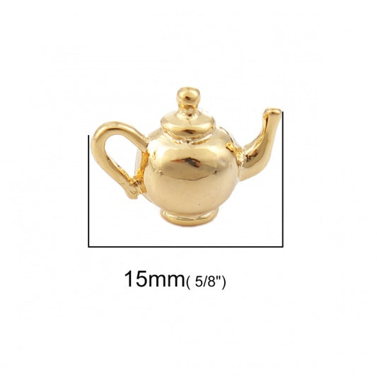 Teapot 18K Real Gold Plated 15mm( 5/8") x 11mm( 3/8")