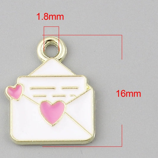 Envelope Gold Plated White Enamel