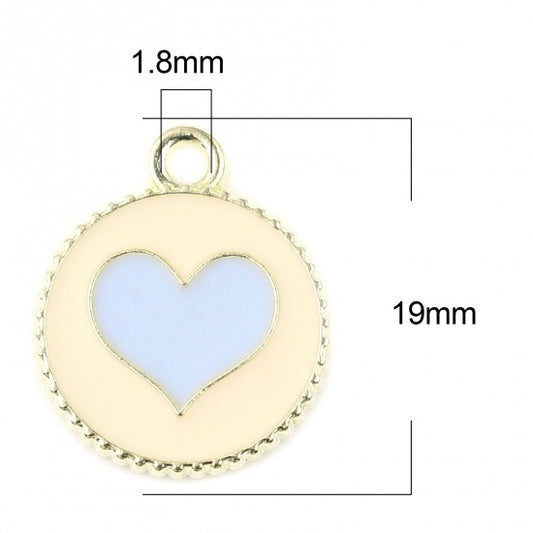 Round Gold Plated Blue Heart