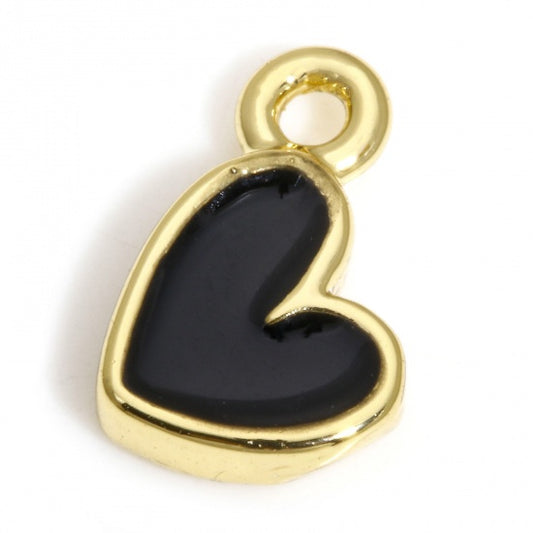 18K Real Gold Plated Black Heart