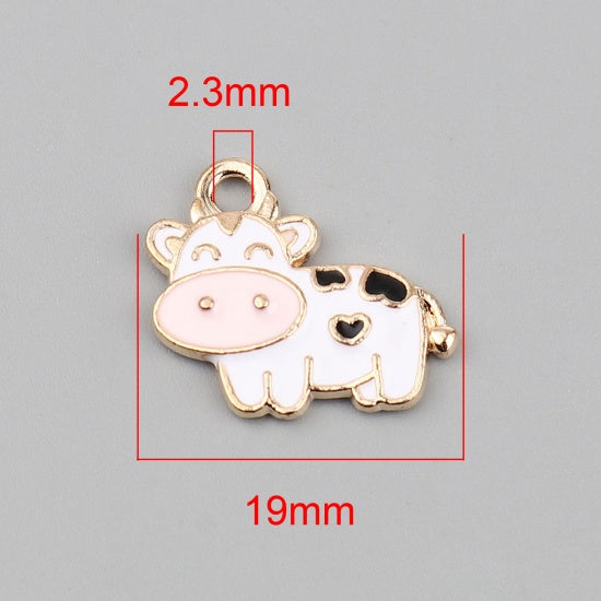 Cow Animal Gold Plated Black & White Enamel