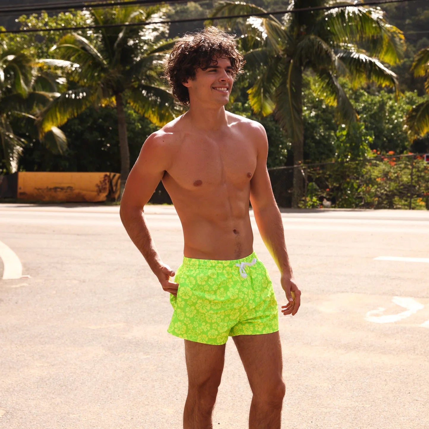 KULANI KINIS - Men's 4" Stretch Swim Trunks - Aloha Lime - Premium swimsuits from KULANI KINIS - Just $99! Shop now at Bri en Lyle Boutique