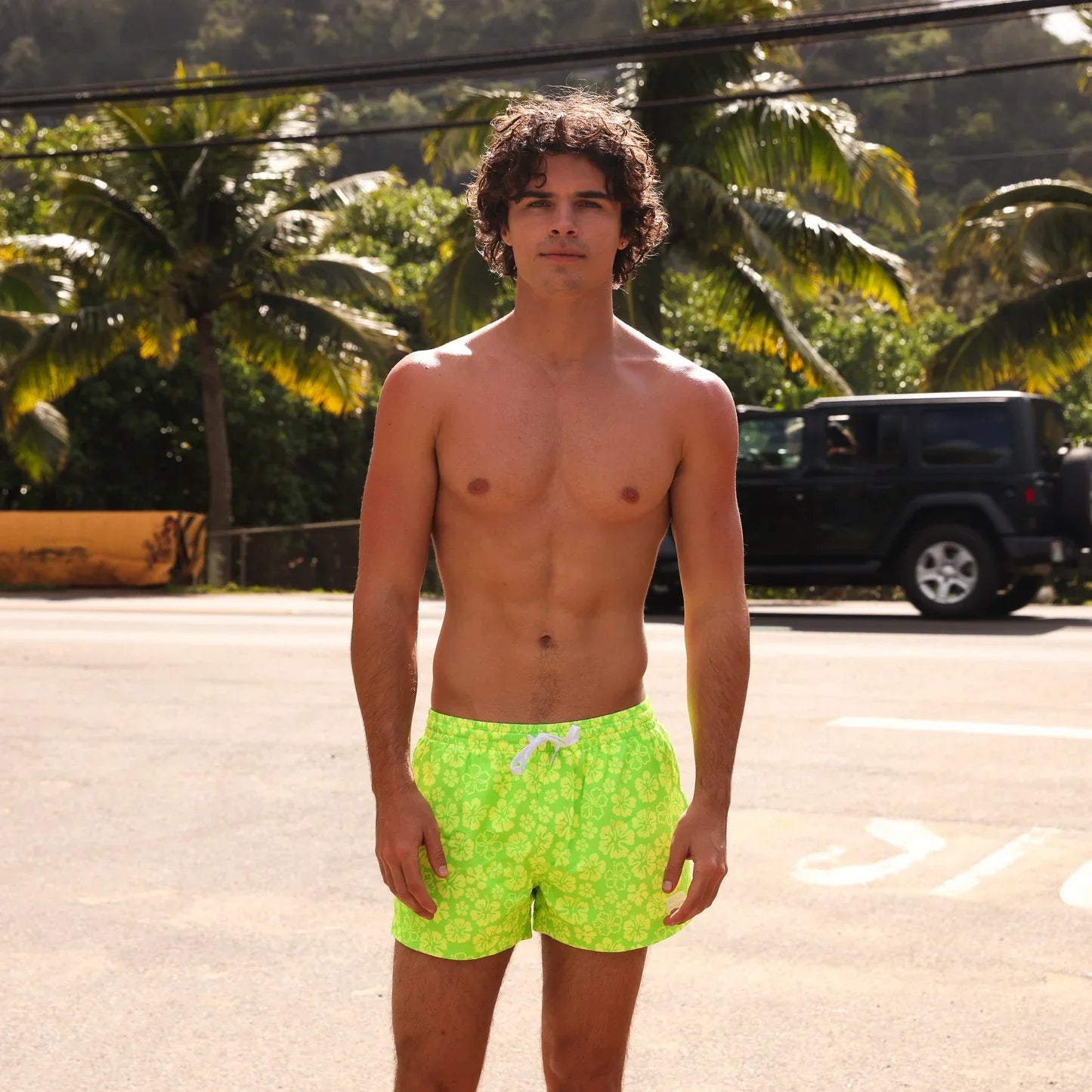 KULANI KINIS - Men's 4" Stretch Swim Trunks - Aloha Lime - Premium swimsuits from KULANI KINIS - Just $99! Shop now at Bri en Lyle Boutique