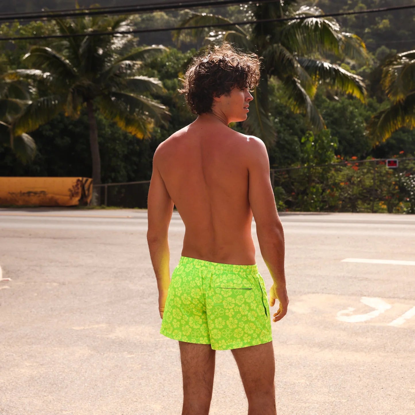 KULANI KINIS - Men's 4" Stretch Swim Trunks - Aloha Lime - Premium swimsuits from KULANI KINIS - Just $99! Shop now at Bri en Lyle Boutique