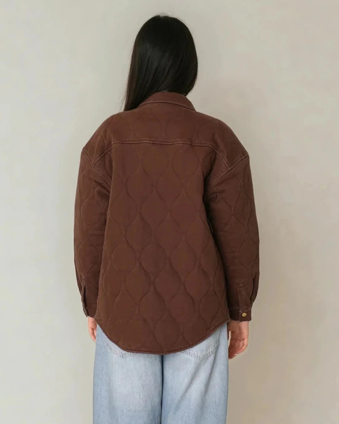 LENI QUILTED BRUSHED COTTON COAT ESPRESSO