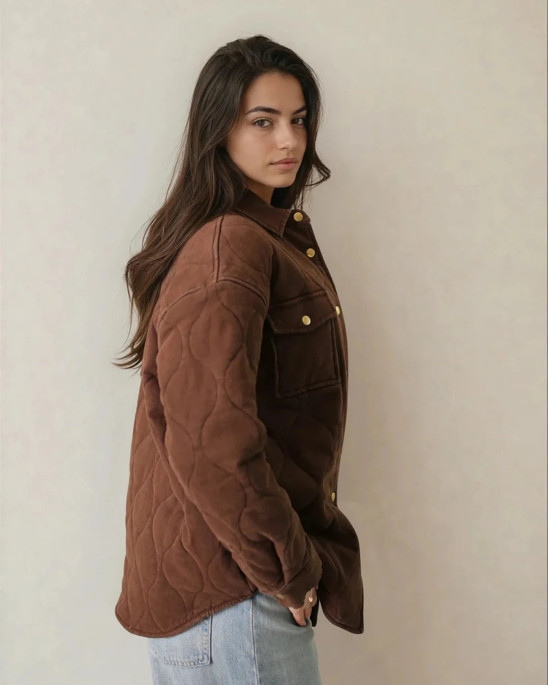 LENI QUILTED BRUSHED COTTON COAT ESPRESSO