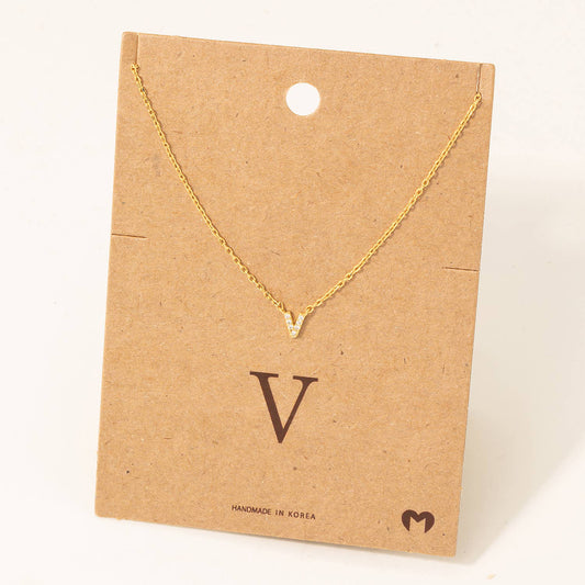 Mini Initial V Necklace