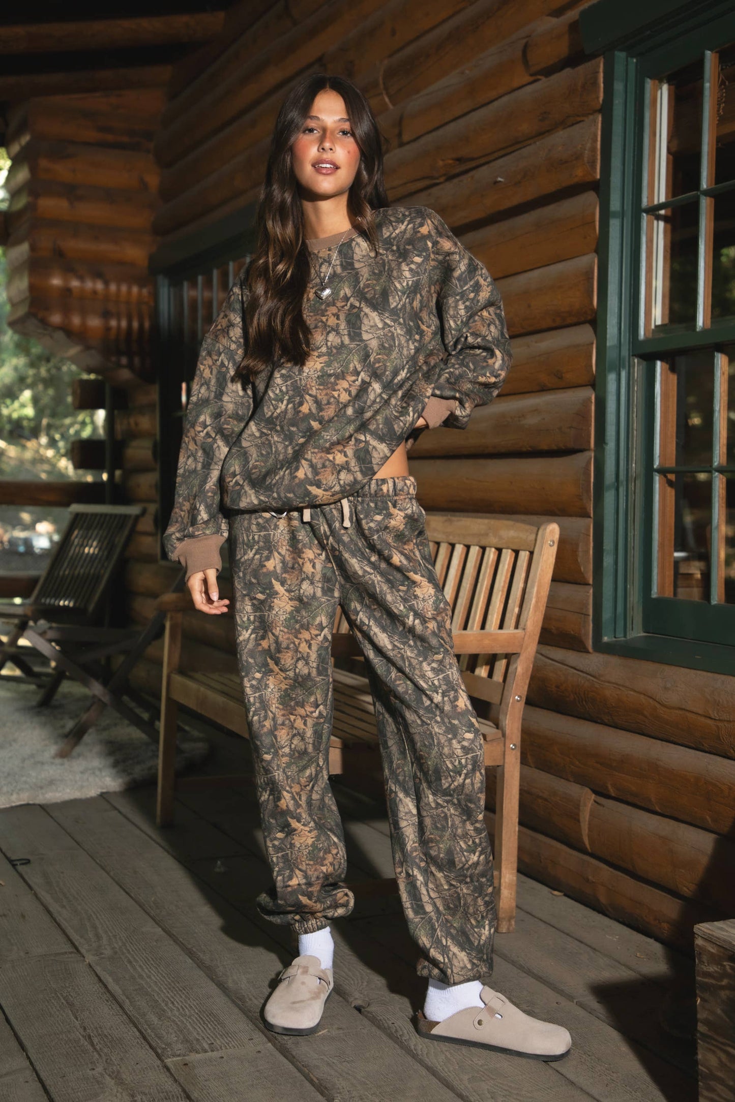 BAYOU Dark Woodland Camo Fleece Jogger Sweatpants
