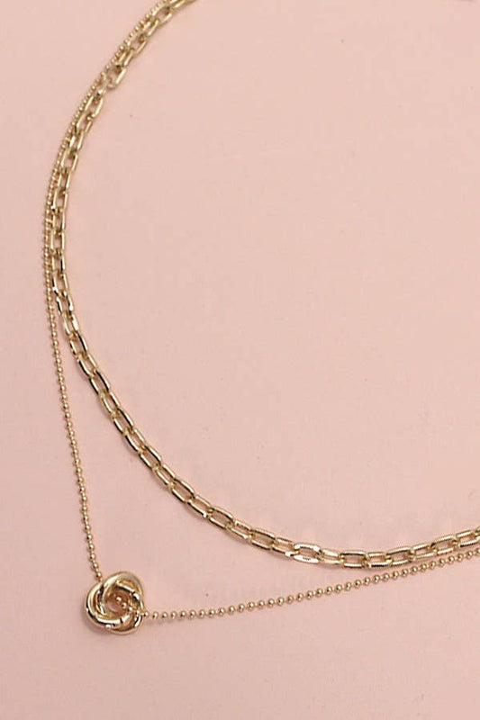 GOLD FLORAL BUD DOUBLE LAYER NECKLACE | 80N570