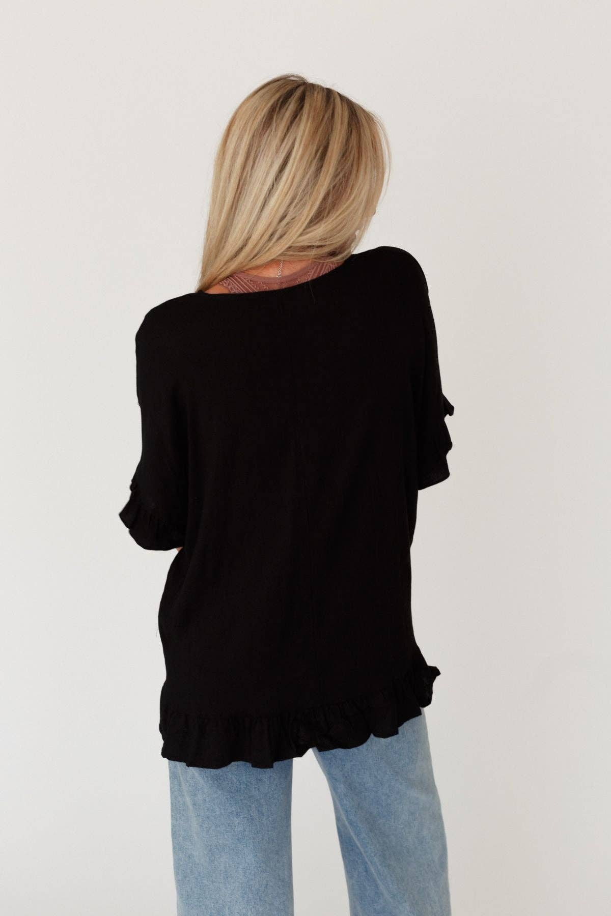 Let Me Be Ruffled Top - Black